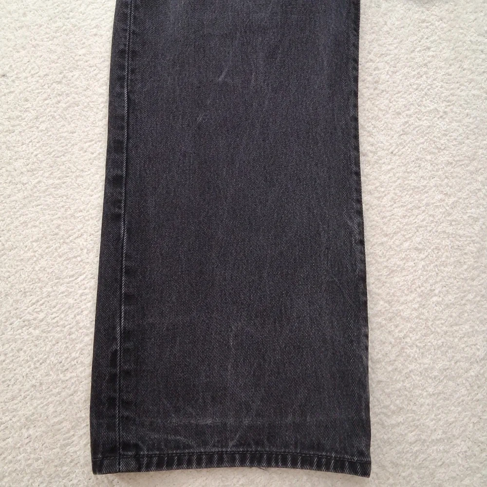 Levis 501 Button Fly Black Jeans 42x32 Mens Straight Leg Faded 0660 Denim